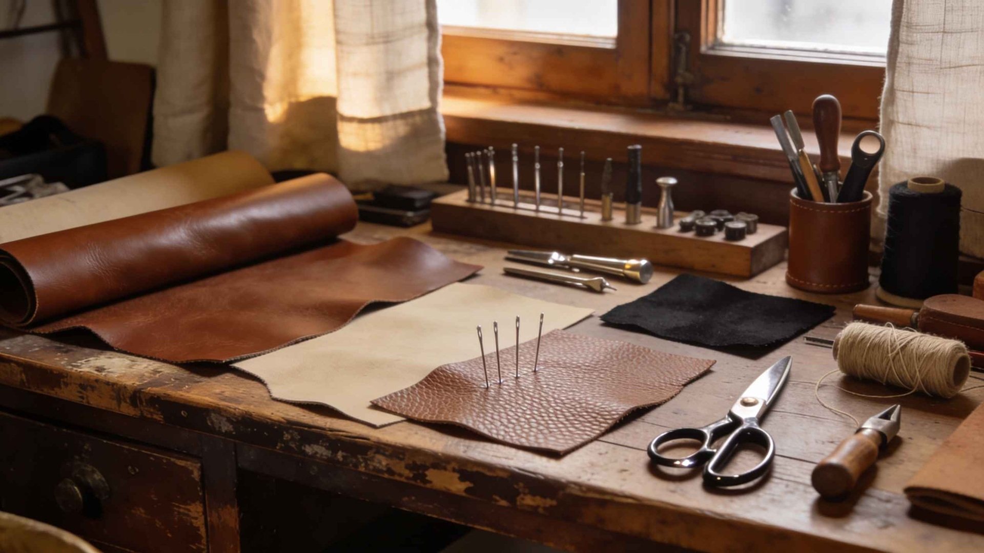 Artisan travaillant le cuir